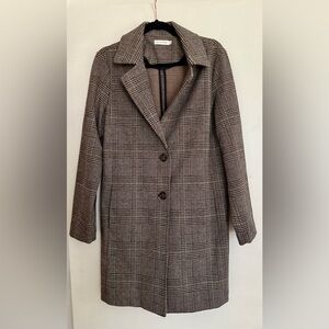 Avec Les Filles Brown Plaid Trench Coat